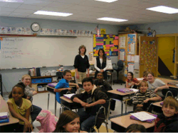 Mrs. Beth Nichols 5th grade class participates in a Junior Achievement lesson taught by Susan Shirley and Sarah Skelton, who are both employed at Mercedes-Benz.