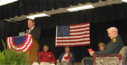 Judge Hardy McCollum addresses Buhl Elementary students during the Veteran's Day Program